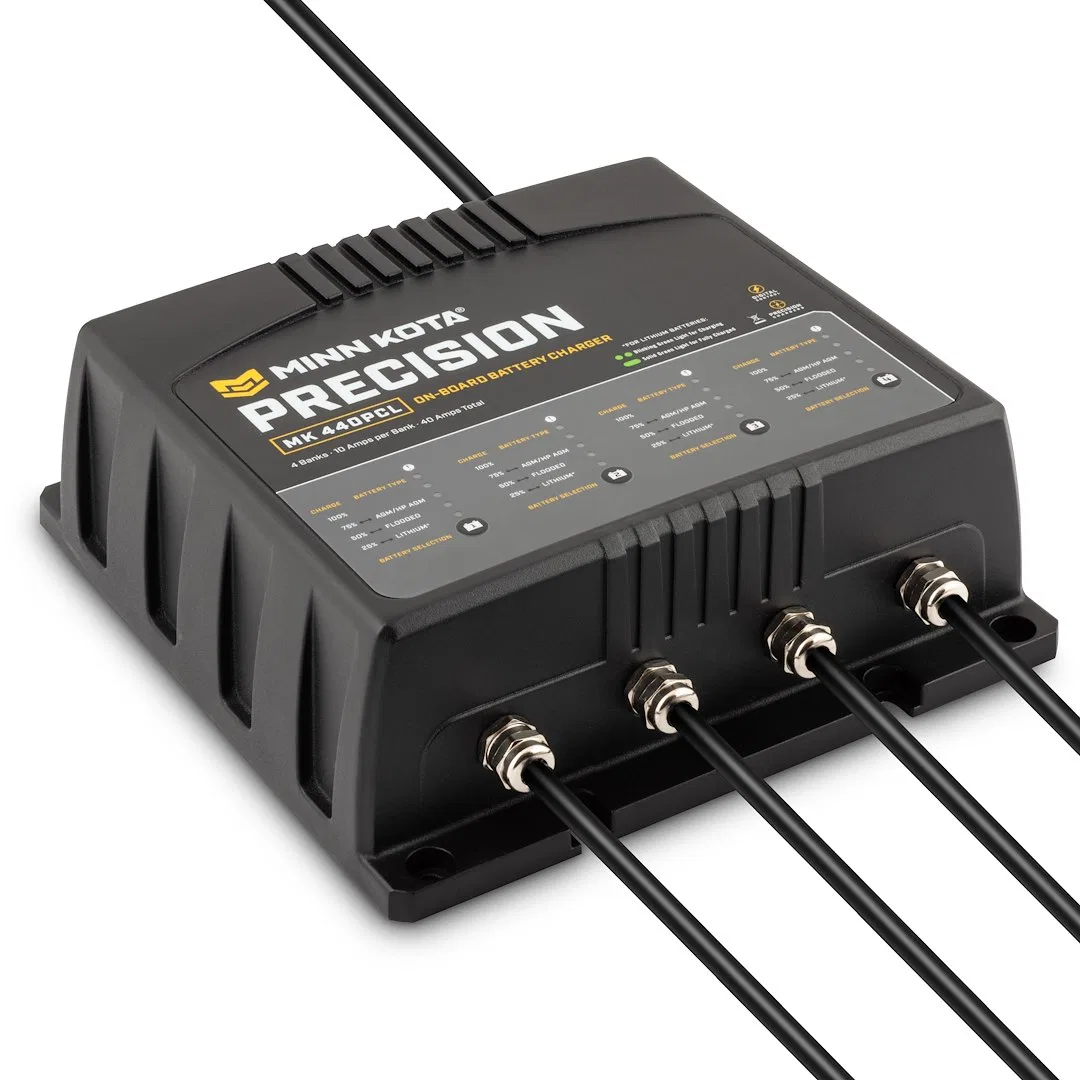 1834401 – MINN KOTA Battery Charger, For 12 Volt Flooded Lead Acid/ 12 Volt AGM/ 12 Volt Lithium LiFePO4 On-Board 4-B...